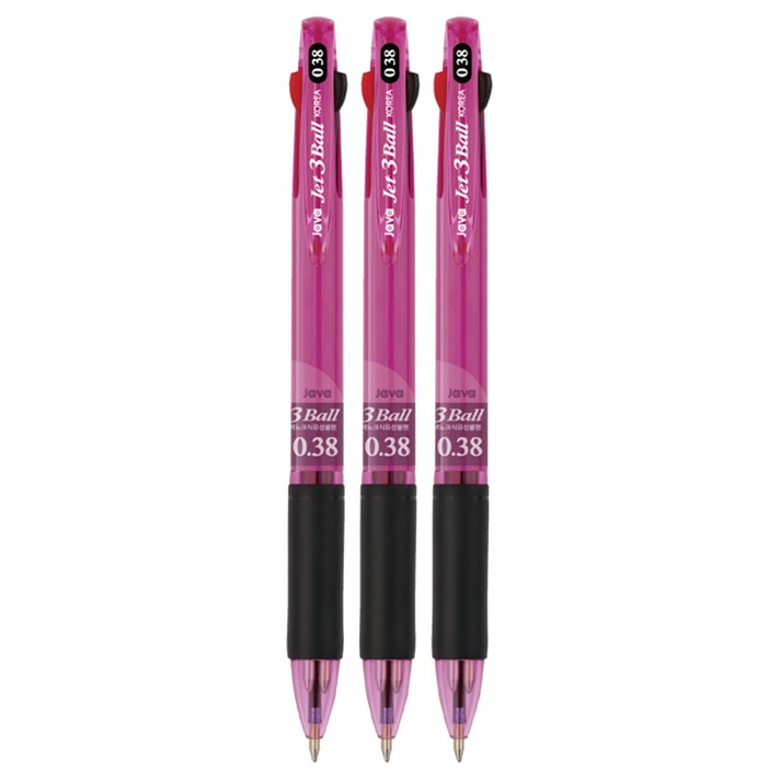 자바펜 제트3볼 3색 볼펜 0.38mm, 퍼플, 3개