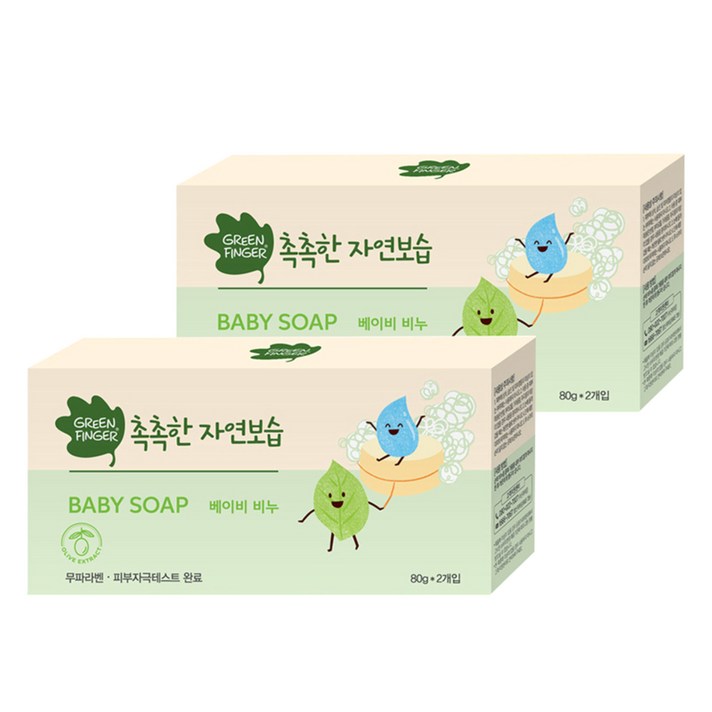 그린핑거 촉촉한 자연보습 베이비 비누, 80g, 4개입