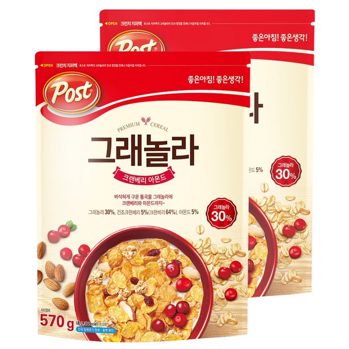 포스트 그래놀라 크랜베리 아몬드 시리얼, 570g, 4개