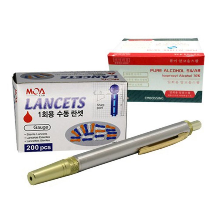 동화 채혈기 + 채혈침 26G 200p + 알콜솜 랜덤 발송 100p, 1세트