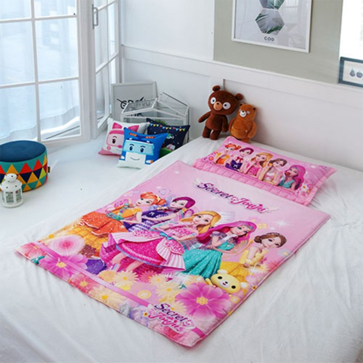 시크릿쥬쥬 순면 어린이집 낮잠이불세트, 핑크