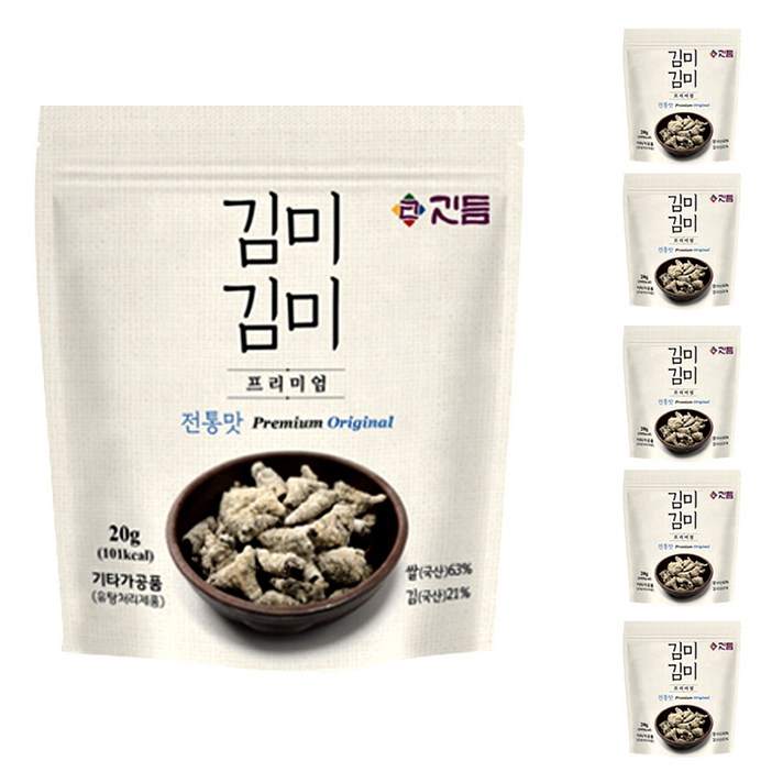 깃듬 김미김미 프리미엄 리얼 김스낵 전통맛, 20g, 6개입