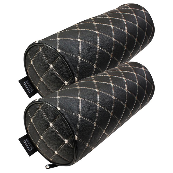 지엠지모터스 퀼팅 가죽 차량용 목쿠션 2p, 화이트