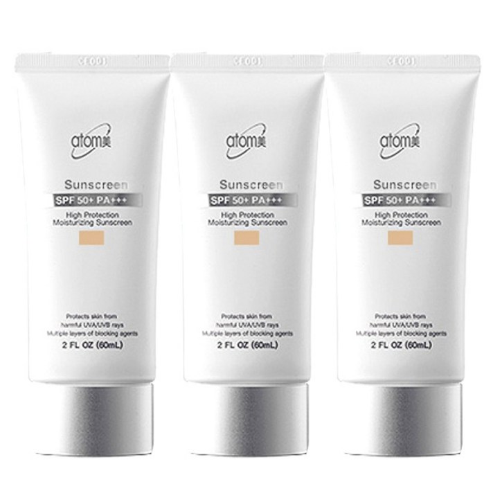애터미 선크림 베이지 SPF50+ PA+++, 60ml, 3개