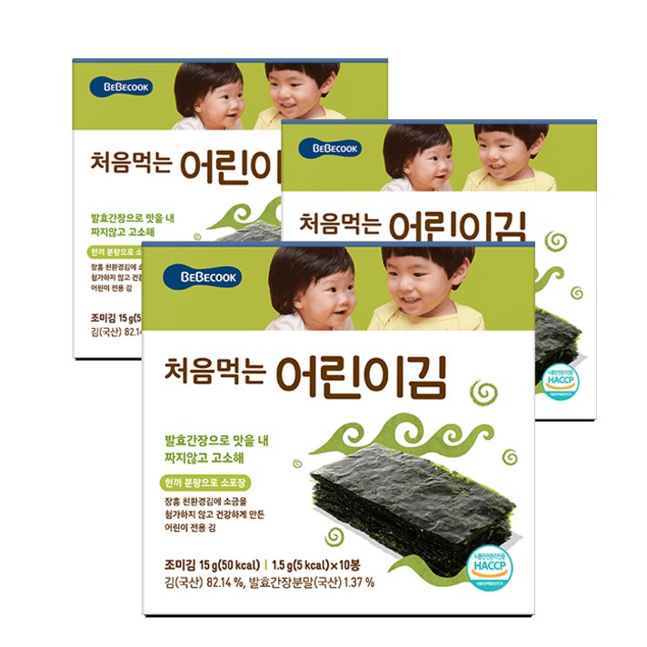 베베쿡 [베베쿡] 처음먹는 어린이 김 레토르트영유아식, 오리지널, 30개입