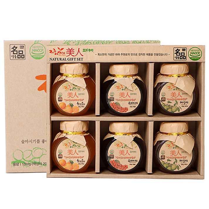 제주이야기 미인 화이바 꼬마 액상차 6종 선물세트 + 쇼핑백, 1세트, 한라봉차 200g x 2p + 오미자차 200g x 2p + 매실차 200g x 2p