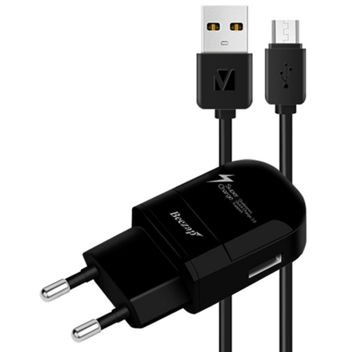 비잽 퀄컴 퀵차지 3.0 고속 충전기 BZQ30 + 버바팀 라운드 케이블 1.2m, BZQ30 (블랙), 1세트