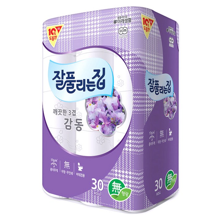 잘풀리는집 깨끗한 3겹 감동 롤화장지 25m, 30롤, 1팩