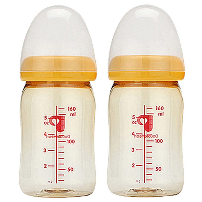 더블하트 소프트터치 모유실감 PPSU 노꼭지 젖병 160ml 트윈팩, 노꼭지(160ml), 오렌지