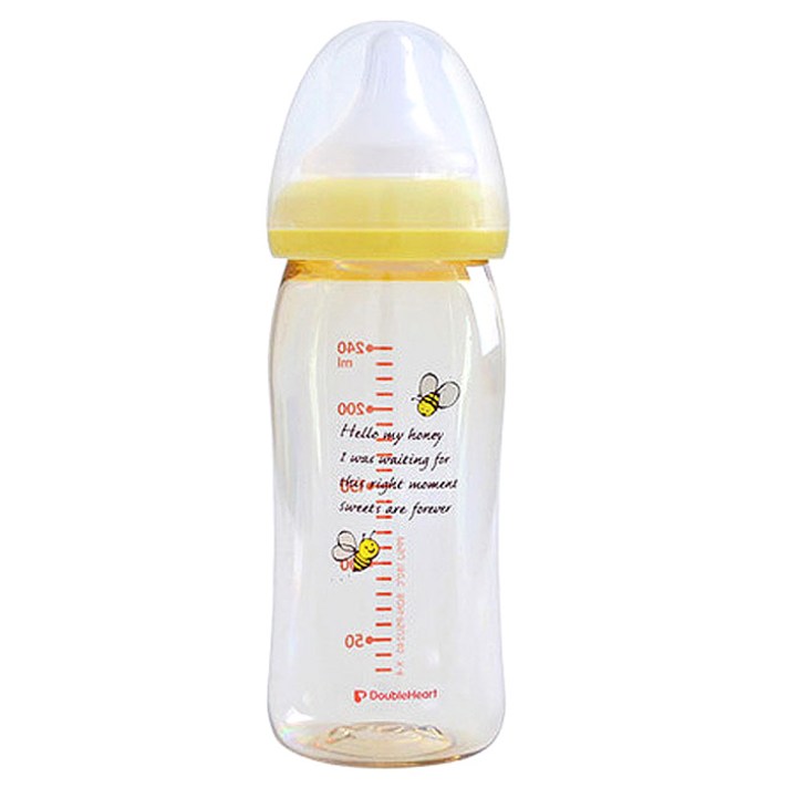 더블하트 신모유실감 PPSU 젖병 240ml, M(3개월부터), 꿀벌