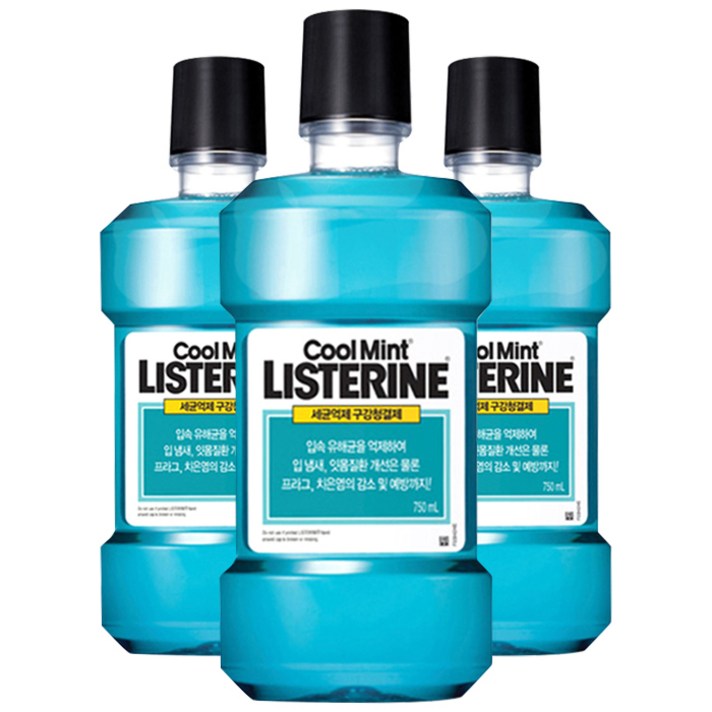 리스테린 쿨민트 세균억제 구강청결제, 3개, 750ml