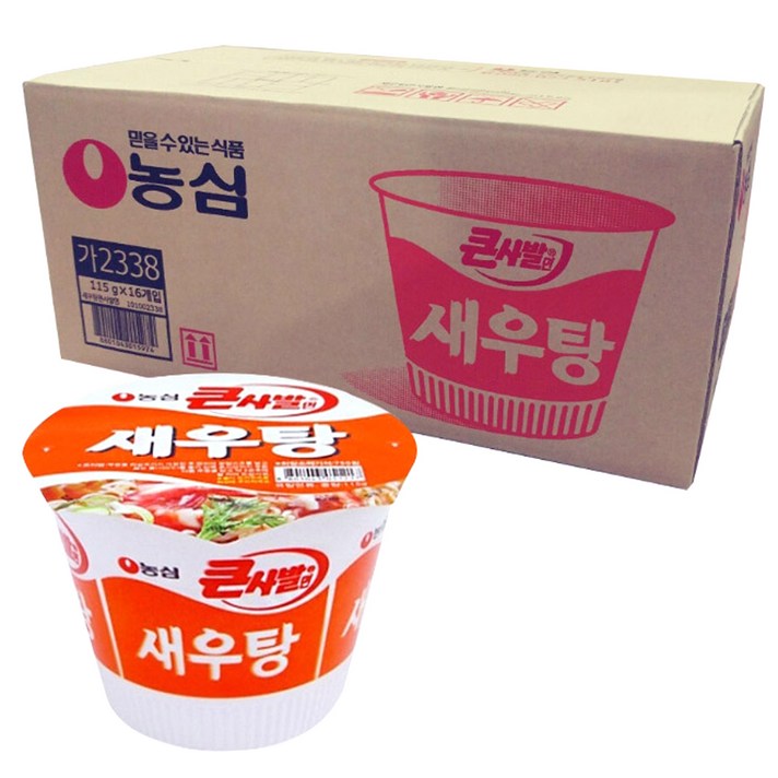 농심 새우탕 큰사발면 115 g, 16개