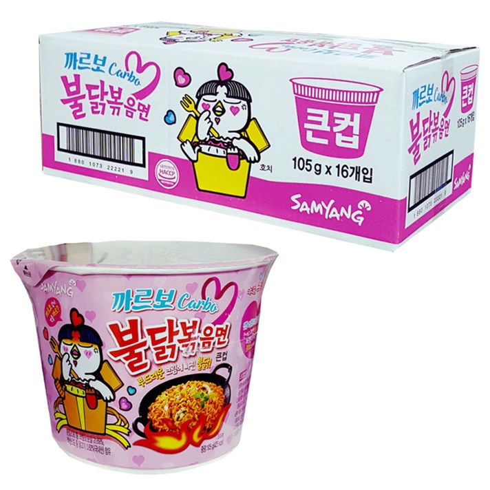 삼양 큰컵 까르보 불닭볶음면 105g, 16개입