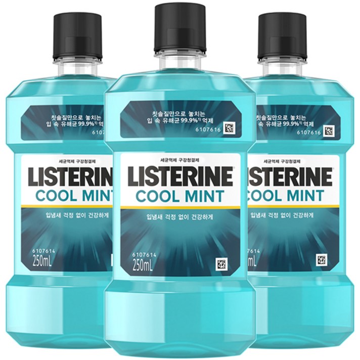 리스테린 쿨민트 세균억제 구강청결제, 3개, 250ml