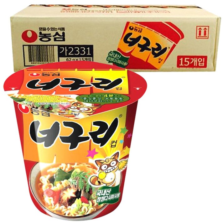 농심 너구리컵 62gx15개, 15개