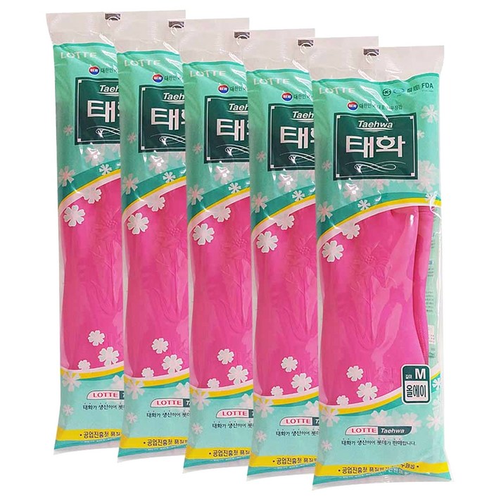 롯데태화 고무장갑 올에이 핑크, 5개