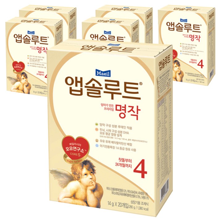 앱솔루트 엄마가 만든 프리미엄 명작 스틱분유 4단계, 20개입, 6박스