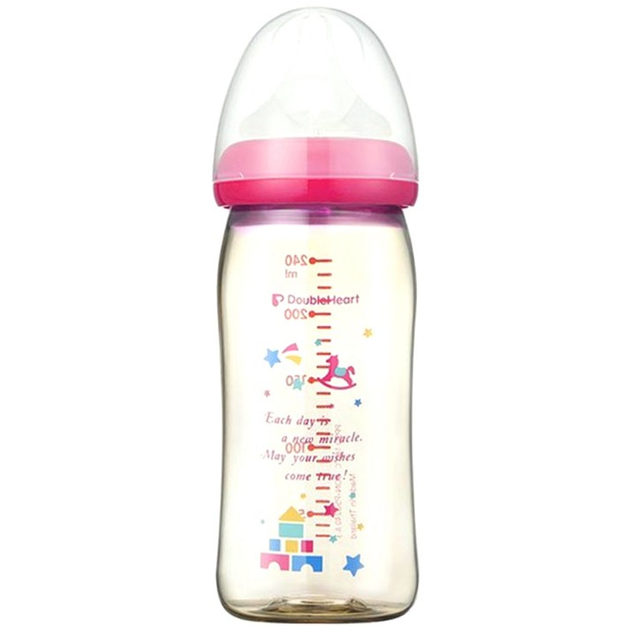 더블하트 소프트터치 모유실감 PPSU 토이 젖병 240ml, M(3개월이상), 투명