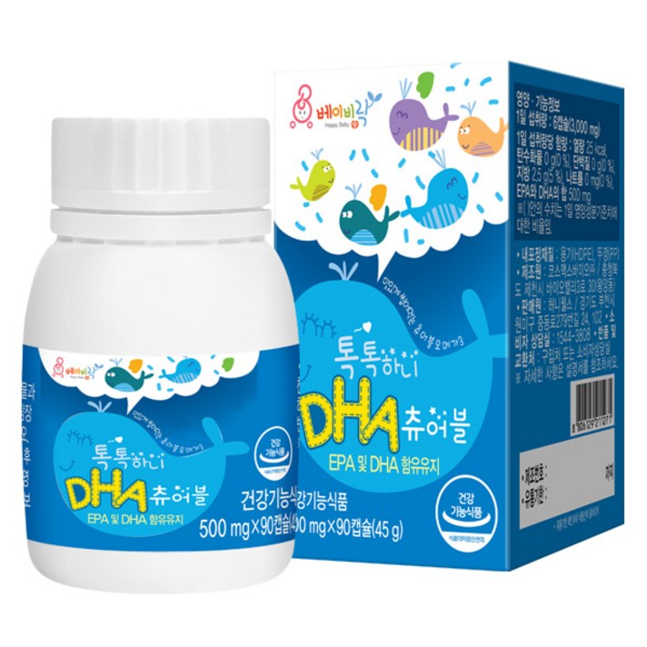 베이비락 톡톡하니 DHA 츄어블, 90정, 1개