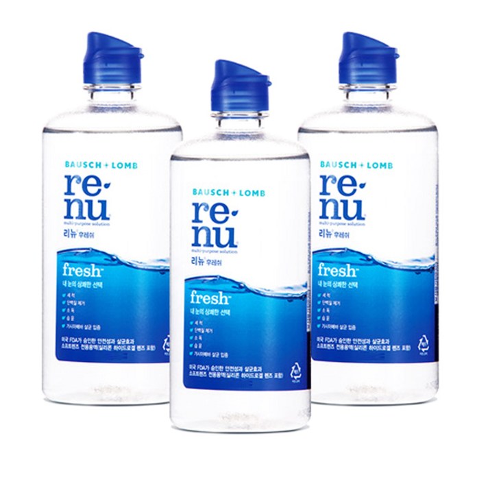 리뉴 후레쉬 렌즈 세정액, 355ml, 3개