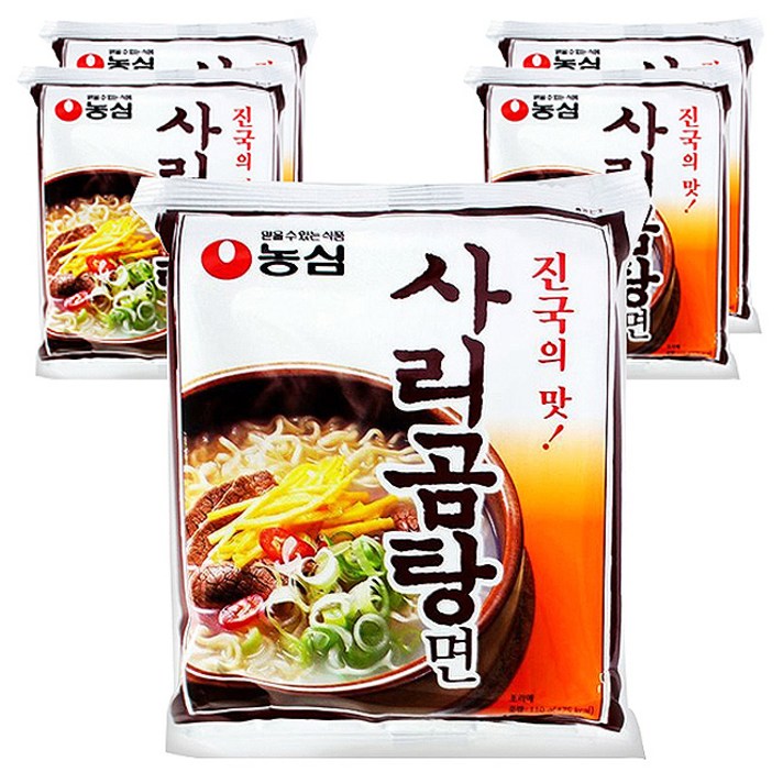 농심 사리곰탕면 봉지 110g, 5개