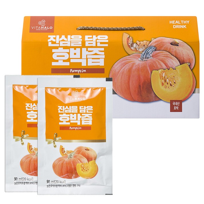 비타할로 진심을 담은 국내산 프리미엄 늙은 호박즙, 90ml, 30포