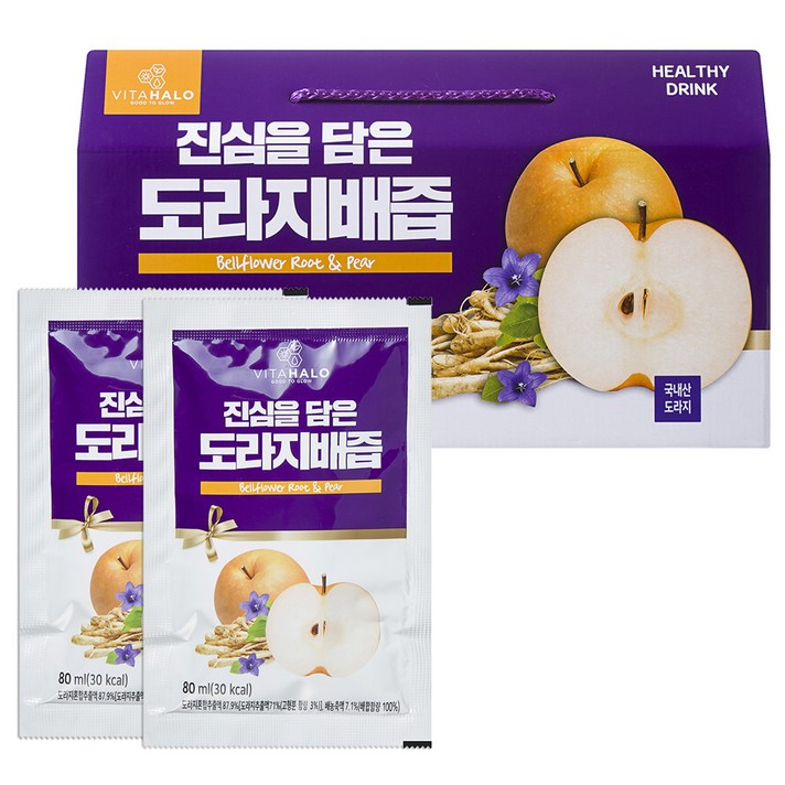 비타할로 진심을 담은 프리미엄 도라지배즙, 80ml, 30개입