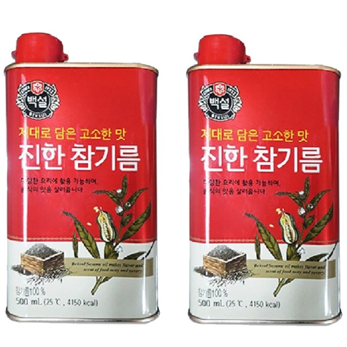 백설 진한 참기름, 500ml, 2개