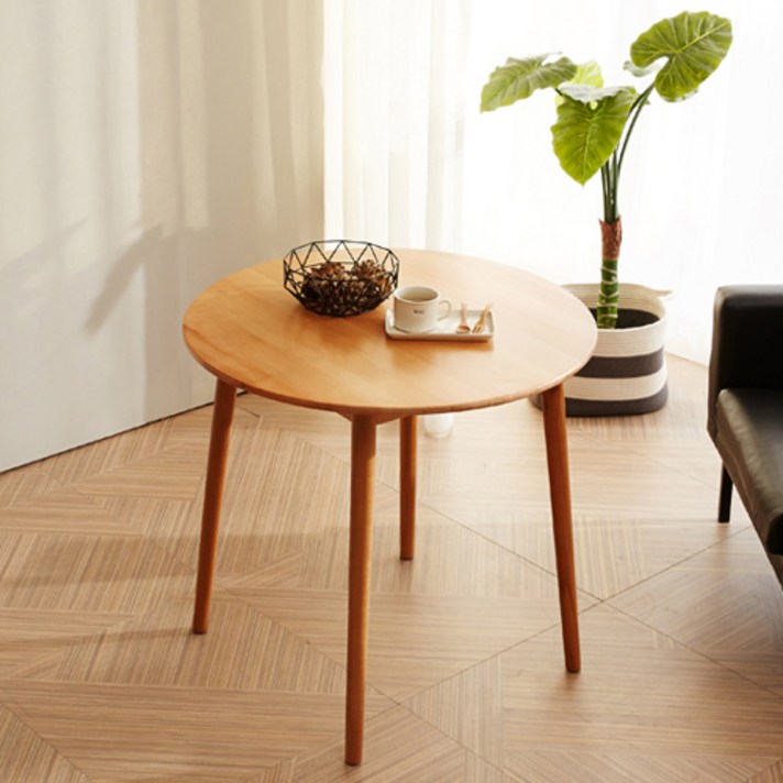 블루밍홈 다용도 2인용 원형테이블, 내추럴