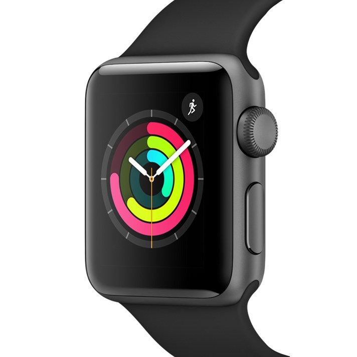 Apple 애플워치3, GPS, 스페이스 그레이 알루미늄 케이스, 블랙 스포츠 밴드