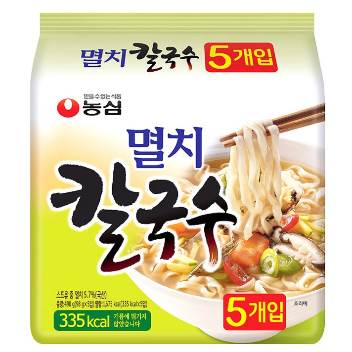 농심 멸치 칼국수, 98g, 5개