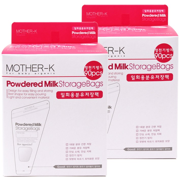 마더케이 일회용 분유 저장팩 240ml, 90매, 2개