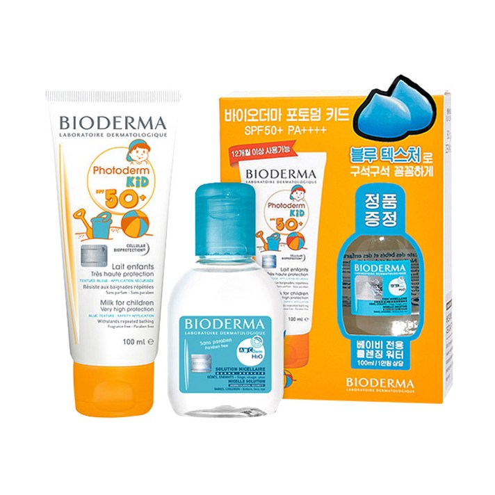 에이비씨덤 포토덤 키드 선 크림 SPF50 100ml + 유아용 클렌징워터 H2O 100ml, 1세트