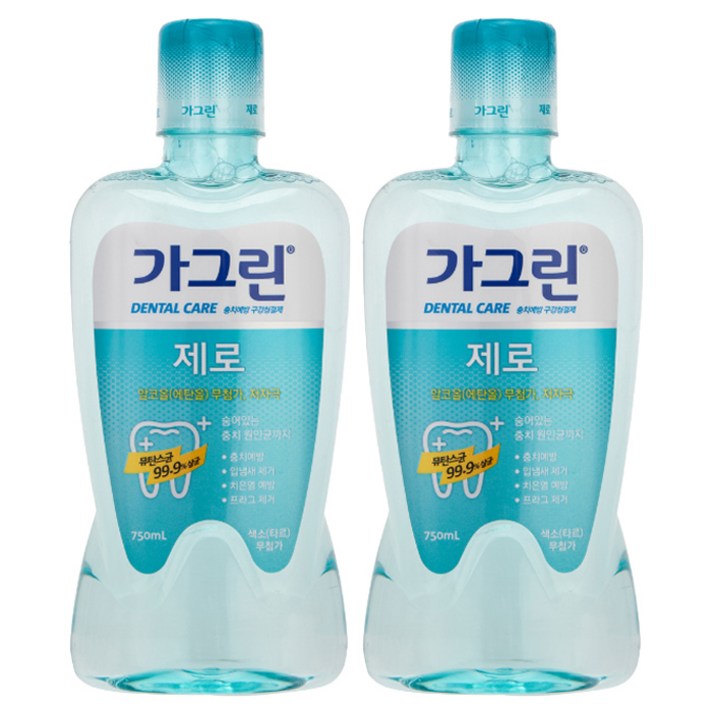 가그린 제로 구강청결제, 750ml, 2개