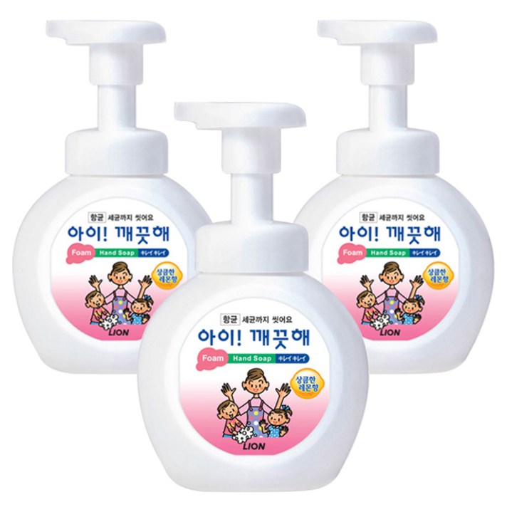 아이깨끗해 핸드워시 용기형 상큼한 레몬향, 250ml, 3개