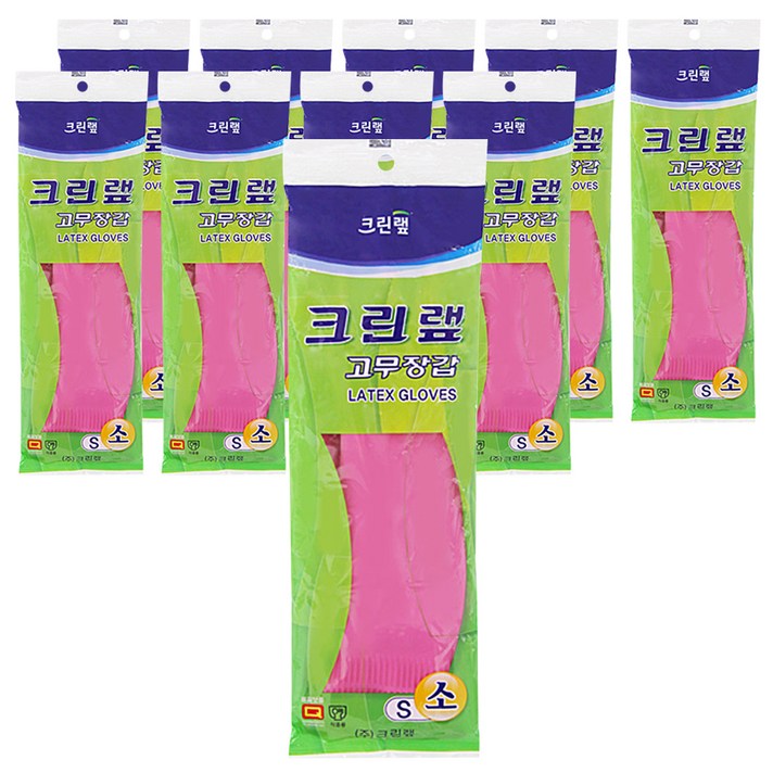 크린랩 고무장갑 2p 소, 핑크, 10개