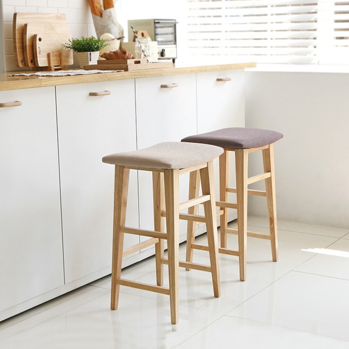 룸앤홈 실리트 원목 바 스툴, 베이지