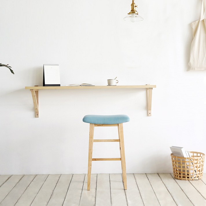 룸앤홈 실리트 원목 바스툴, 블루