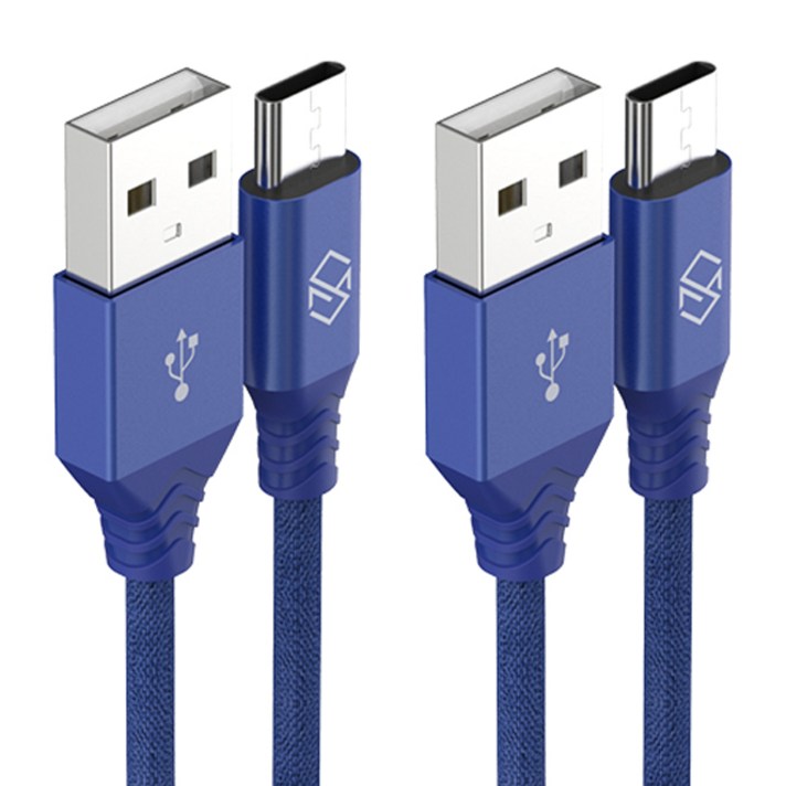 신지모루 더치패브릭 USB C타입 고속충전 케이블 1m, 블루, 2개입