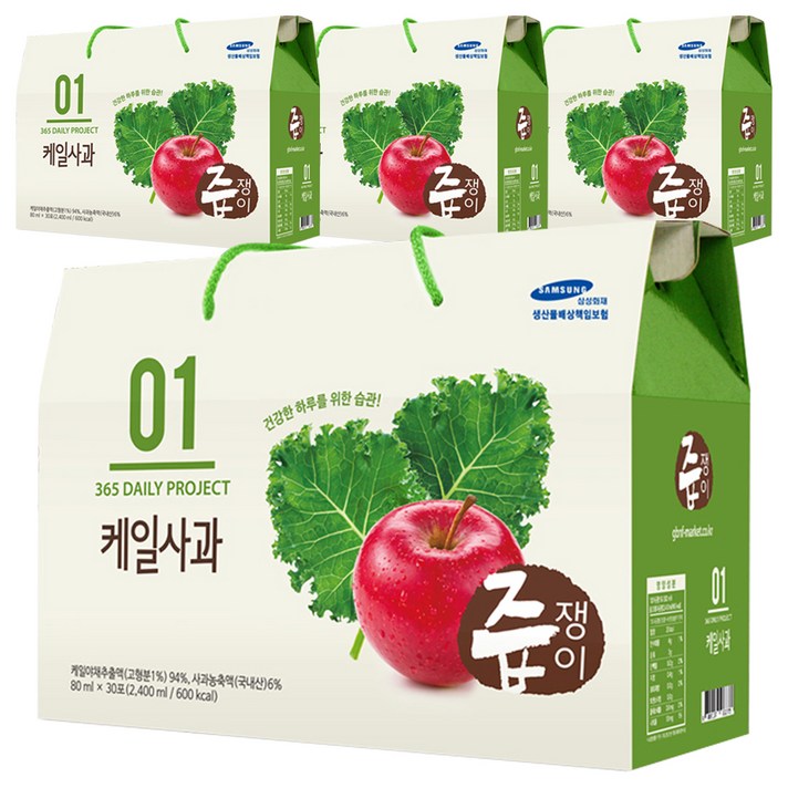 즙쟁이 케일사과즙 30개입, 2400ml, 4세트