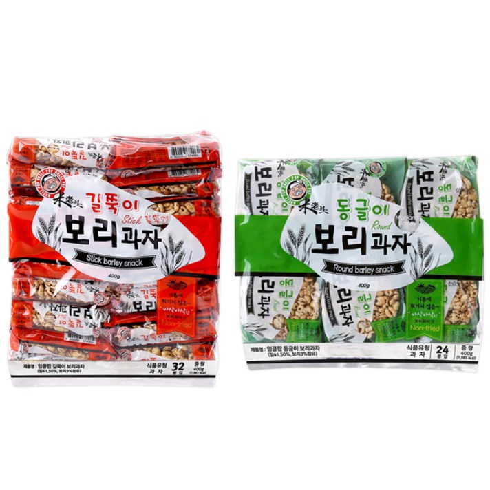 엉클팝 보리과자 길쭉이 400g + 동글이 400g, 1세트