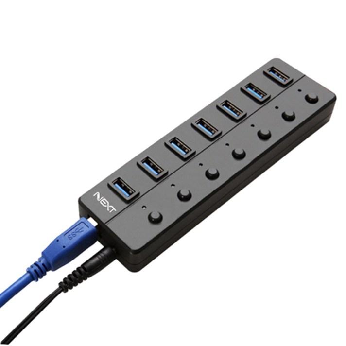 NEXT /USB3.0 허브/7포트/유전원/개별스위치, 707U3, 단품