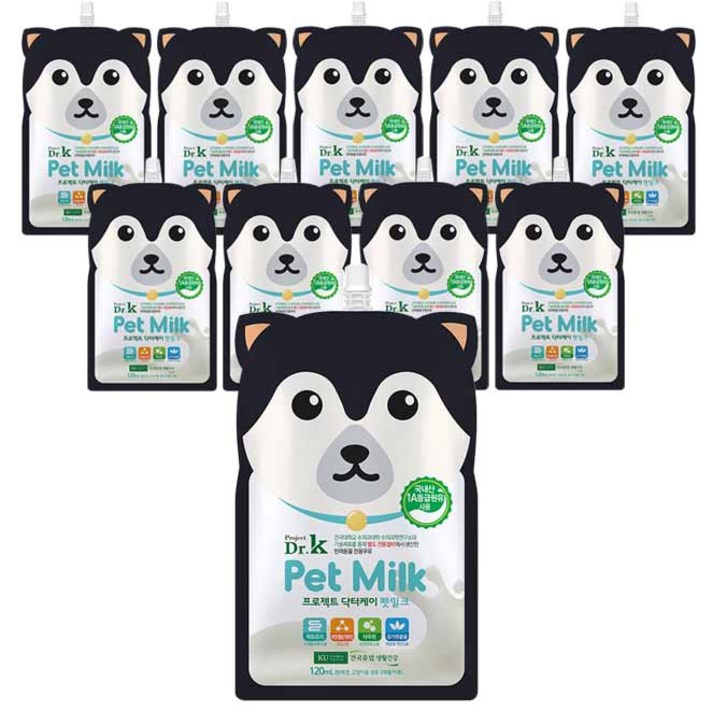 닥터케이 펫 밀크 전연령 120ml, 우유맛, 10개입