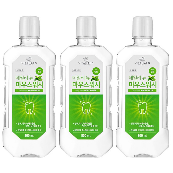 비타할로 데일리뉴 마우스워시 민트, 800ml, 3개입