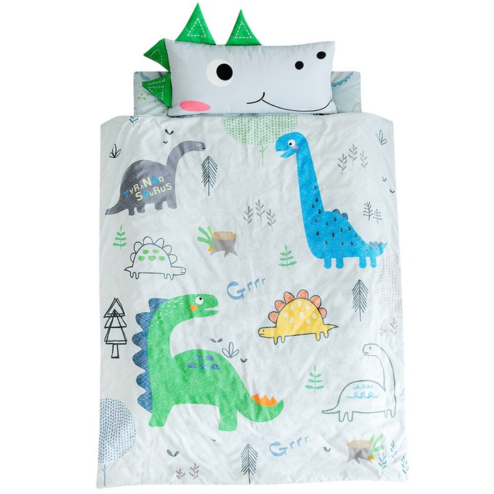 티피 사계절 토퍼형 낮잠이불 세트, 디노데니