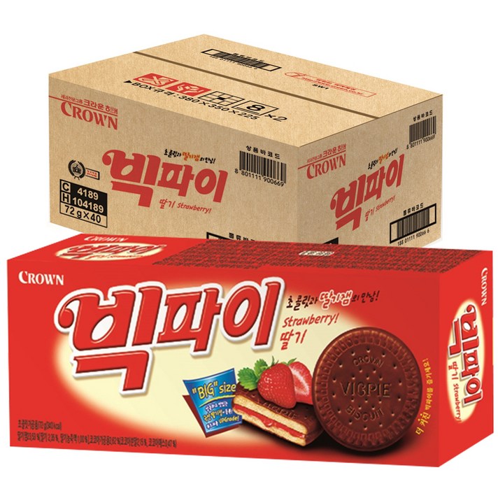 크라운 빅파이 딸기, 72g, 40개입
