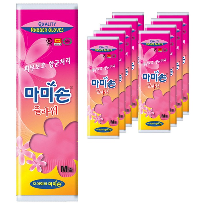 마미손 플라워 고무장갑 중(M), 10개