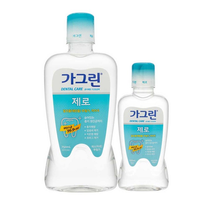 가그린 제로 750ml + 250ml 구강청결제 세트, 1세트