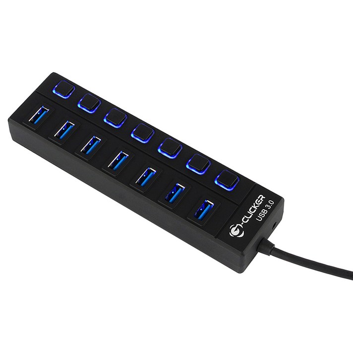 지클릭커 7포트 USB 3.0 허브 GHUB-S7, 블랙