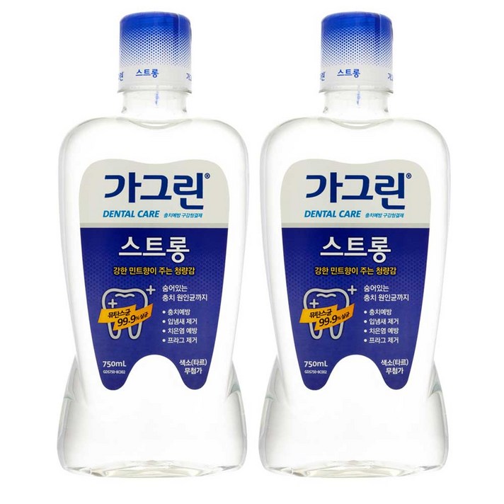 가그린 스트롱 구강청결제, 750ml, 2개